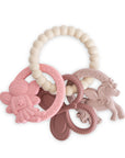 The Mushie Fairy Teething Ring in pastel, food-grade silicone for sensory exploration.