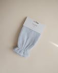Mushie Baby Blue Bath Mitt in packaging