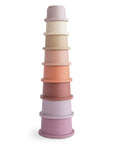 Mushie Stacking Cups Toy: pastel Danish Hygge cups stack from large to small for babies.